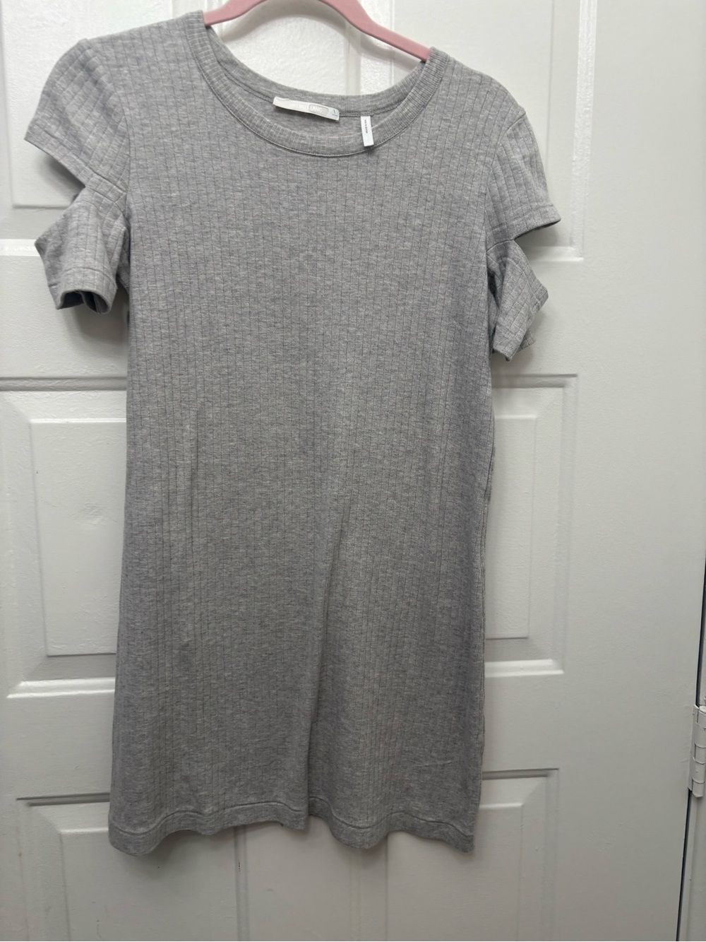 Helmut Lang Light Gray Ribbed Mini Dress